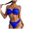Women Swimwear Solid Bow Breast Wrap Two-Piece Swimsuit Bikini Swimming Beachwea