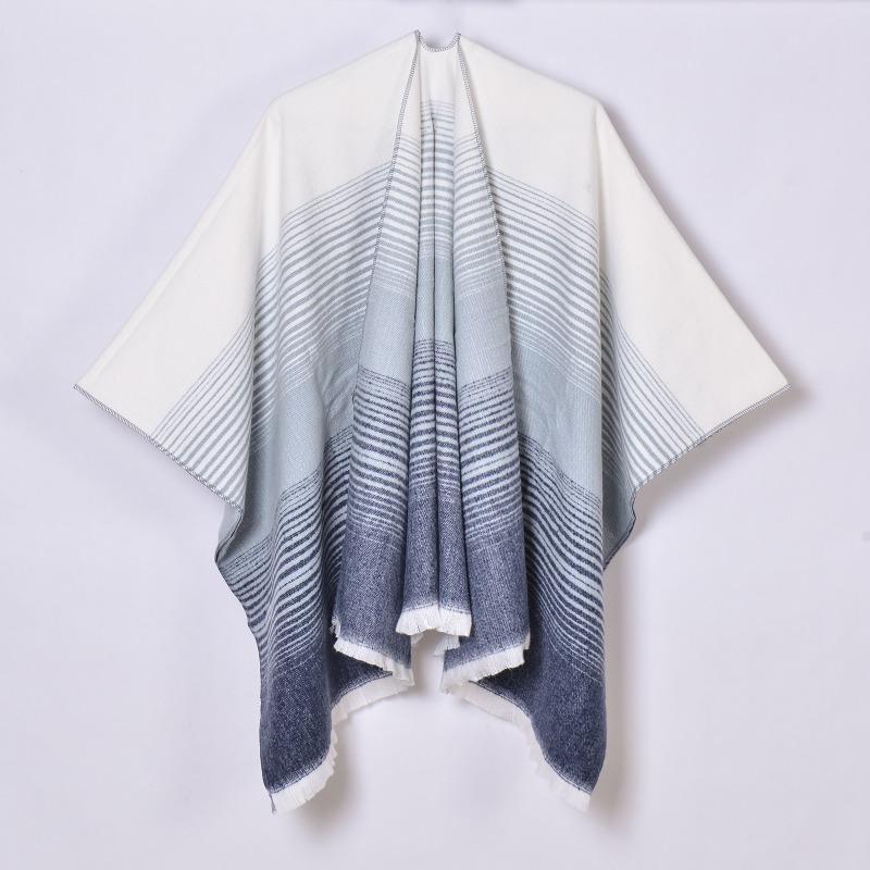 

New women s imitation cashmere shawl simple high quality gradual change line split cloak hot 130x150cm