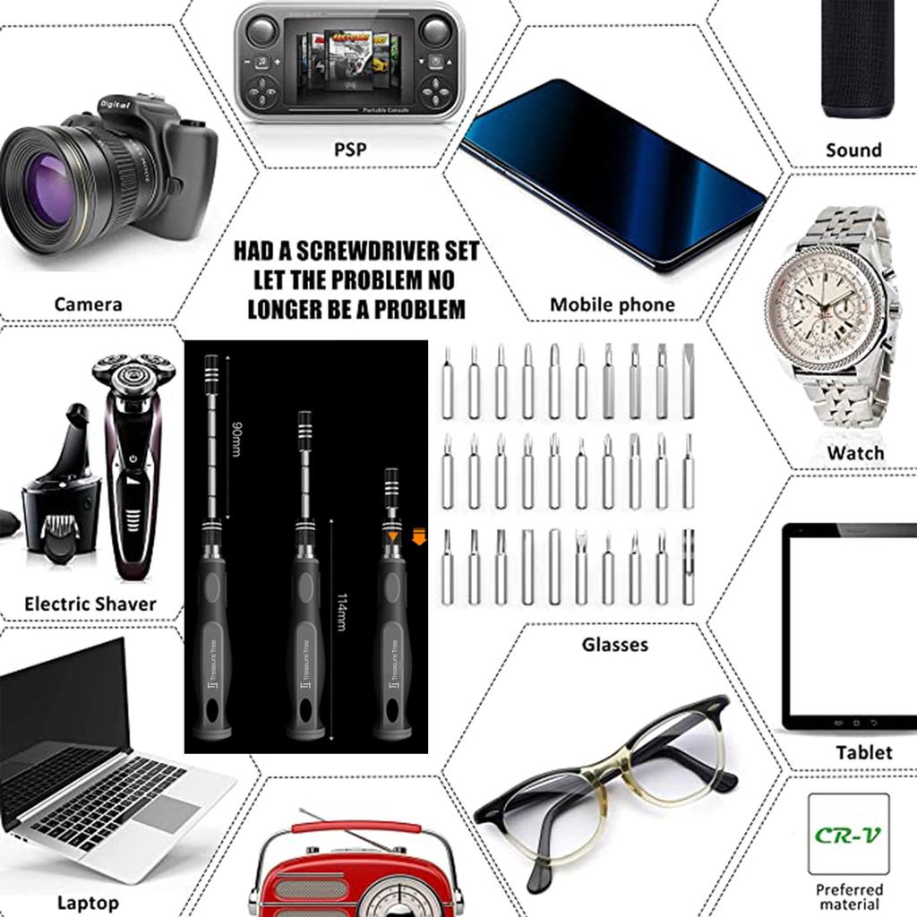 Magnetic Screwdriver Set with Case - 30 Bits Precision Repair Tool Kit,Screwdriver Tool for Watch, Phones, Laptop for Men & DIY Enthusiasts