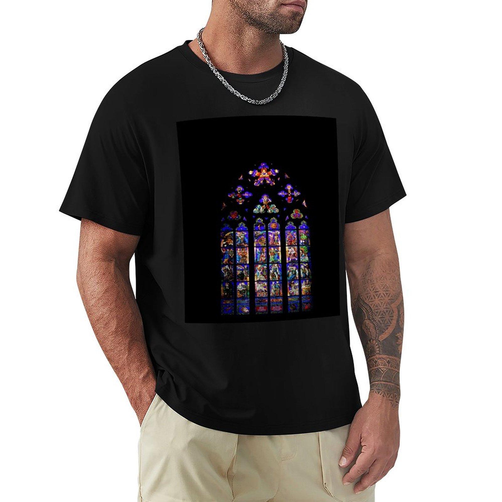 

Stained Glass Prague St Vitus Cathedral 2 TShirt summer shirt Tshirts man kawaii clothes mens graphic tshirts hip hop 4XL