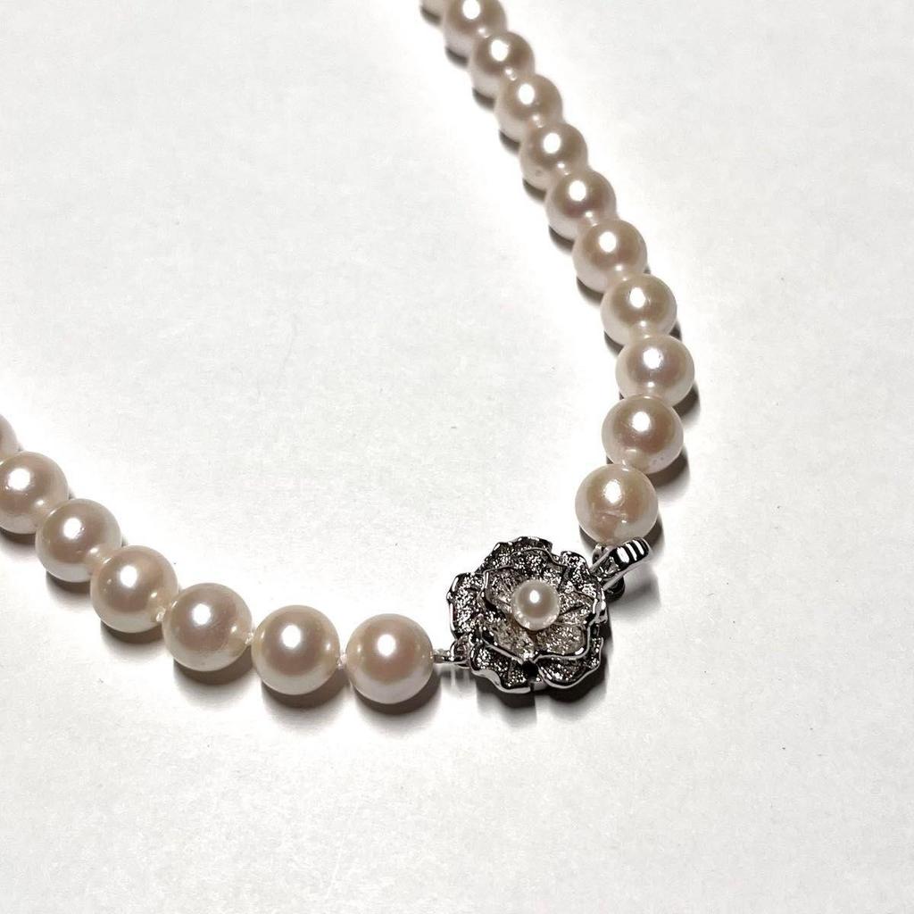 Used Comes with certificate of authenticity [High shine] Jewelry Maki Akoya pearl pearl necklace Silver 7.5-8mm pearl necklace