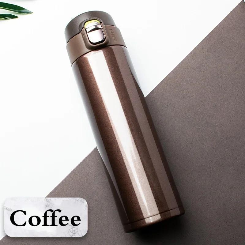 500ML Stainless Steel Bouncing Coffee Coffee Mu Thermos Cover Milk Thermo Bottle Stainless Steel Vacuum Flask Thermos Cup Tea 500ml коричневый