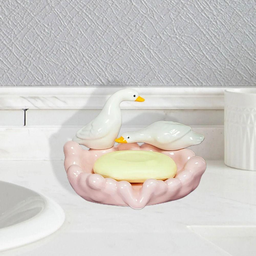 High-end Soap Tray Cartoon Soap Dish Drain Rack Decorative Duck Soap Holder  Toilet