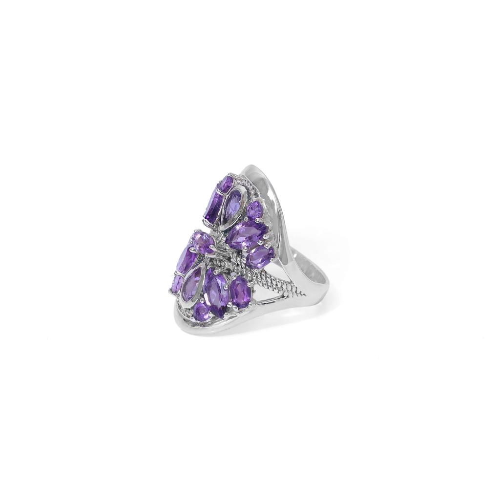 Vintage Purple Amethyst 925 Sterling Silver Ring - Boho Gemstone Jewelry