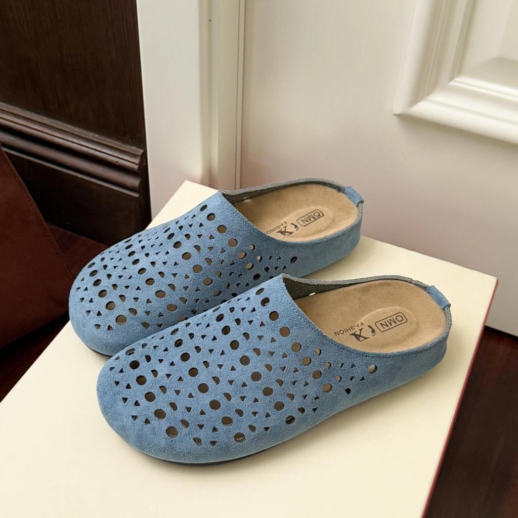 Fashion 2025 Suede Clogs for Women Mules Cork Footbed Hollow Out Women Shoes with Arch Support Fashion Nonslip Outdoor Beach Slippers 26