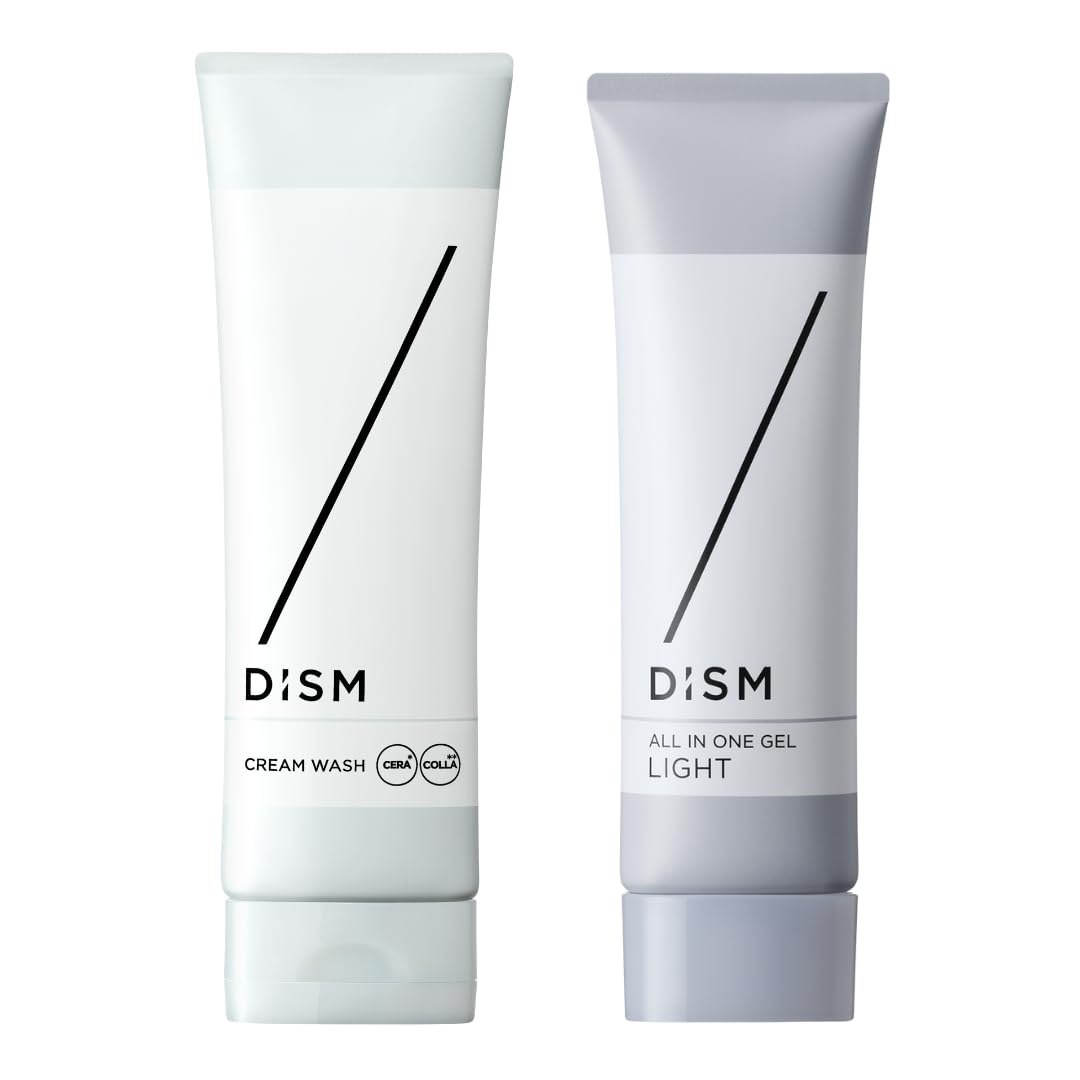 

DISM All-in-One Gel Light [Refreshing Type] + Cream Wash Set: Niacinamide Carnosine Facial Cleanser (Tube Type), Rich Foam, Suitable for Men and