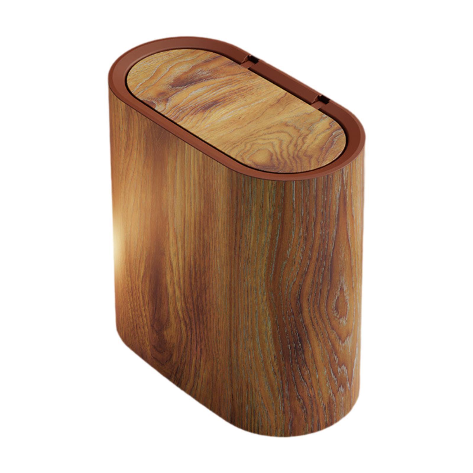 Bathroom Trash Can Space Saving with Press Type Lid Sealed Lid Kitchen Trash Can коричневый