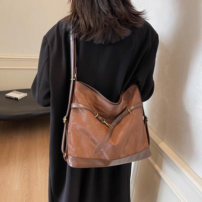 Retro Large-capacity Bag Women's 2025 New Fashion High-end Tote Bag Casual and Light Lazy Wind Backpack