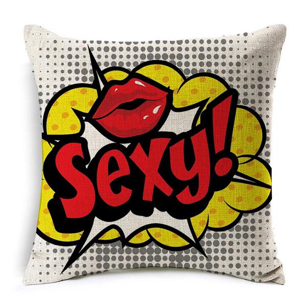Cotton Linen Throw Pillow Cover American Pop Art Cushion Cover Pow Bang Wow Love Pineapple Modern Decorative Sofa Cushion Covers