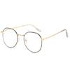 Metal Anti Blue Light Myopia Glasses Pink Gold Frame Polygon Nearsighted Spectacles 0 To -6.0
