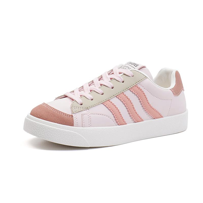Striped Board Shoes Children's Autumn New Ins Trendy Thick-soled Leather Surface Versatile Student White Shoes