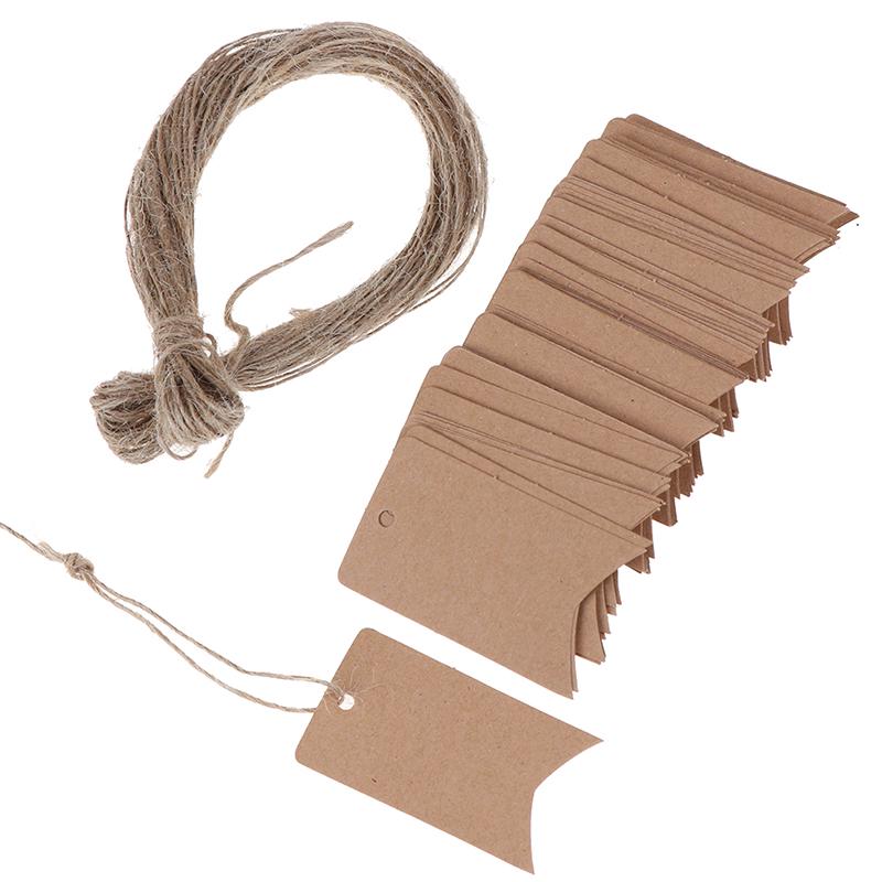 100Pcs Blank Kraft Jewelry Price Wedding Label String Price Tags With String 20M