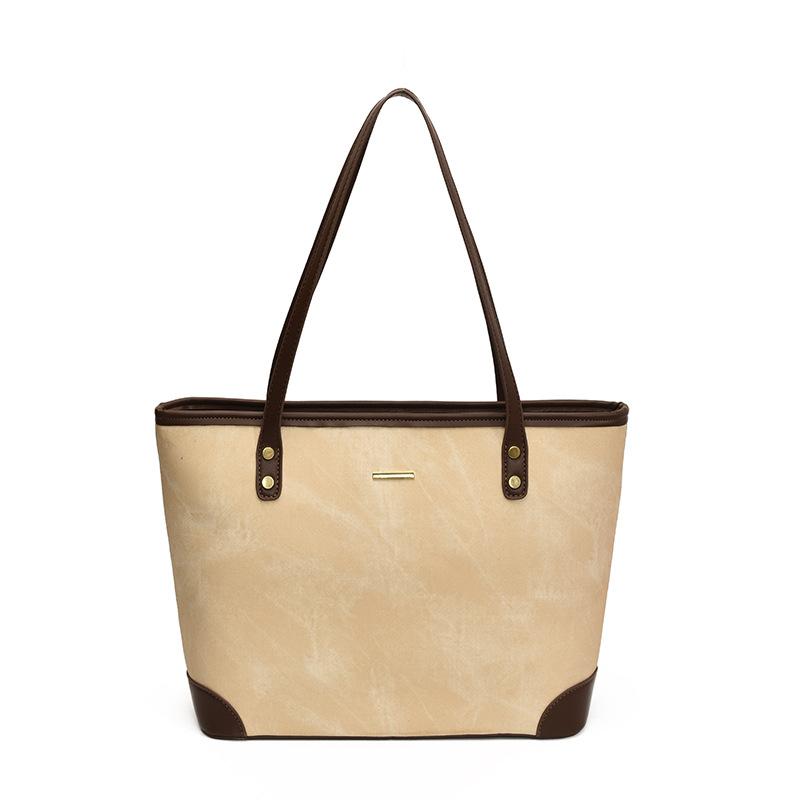Fashion and Leisure Large-capacity Tote Bag Women's New Texture Contrasting Color Splicing Portable Commuter Bag Shoulder Bag