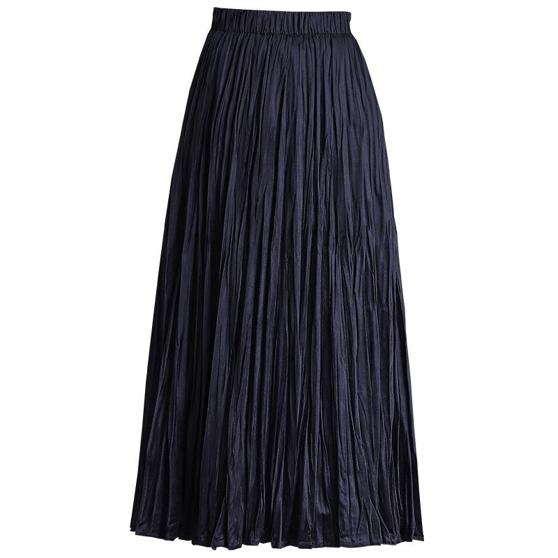 Elegant 2025 Autumn Women’s A-line Pleated Skirt with Elastic Waist – Korean Style