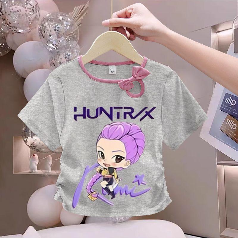 Children's Fairy Tale Witch Girls Group Bowtie Fashion Top - Summer Girls' Pure Cotton Short-Sleeved T-shirt