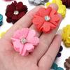 10pcs Colorful Fabric Flower 3.5cm Rhinestone Flower Core Pearl Hemp Flower Applique For DIY Clothing Sewing Headwear Decoration