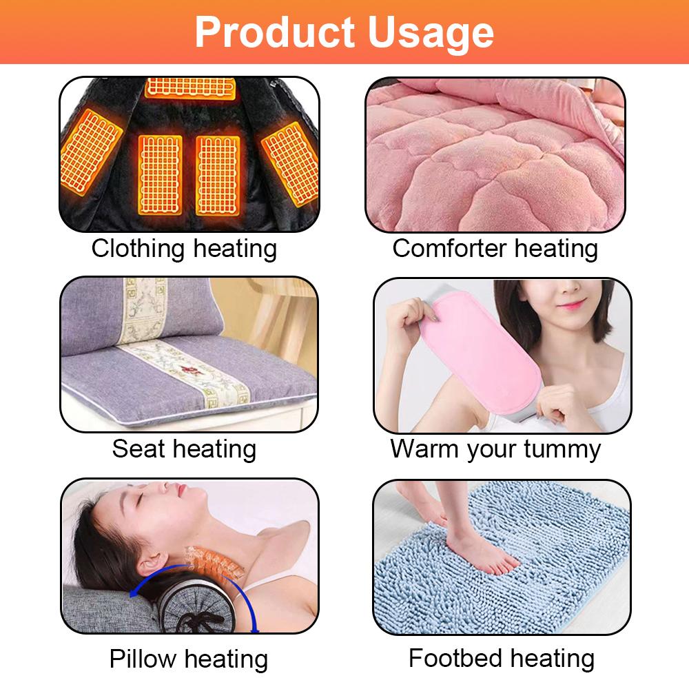 5V USB Heating Pad 24x12cm Electric Heater Pad Winter Warm Carpet Carbon Fiber Heating Film Hand Warmer For Neck Pillow Heating