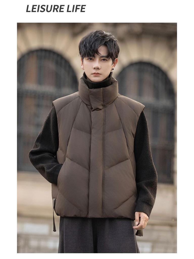 Stehkragen Herren Winter Daunenweste - Verdickt Trendig Koreanischer Stil Oberbekleidung
