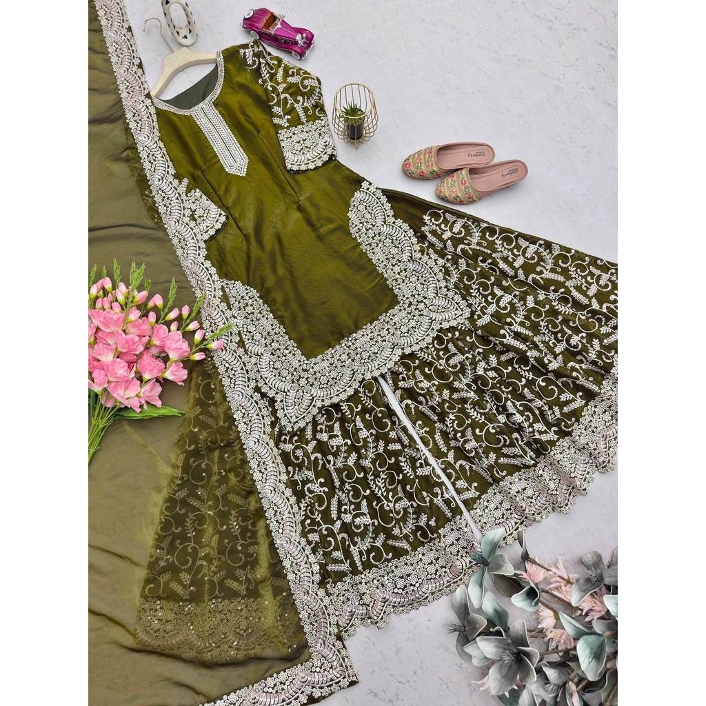 Indian Paksiatni Ethnic Salwar Kameez Bollywood Wedding Party Wear Sharara Suit