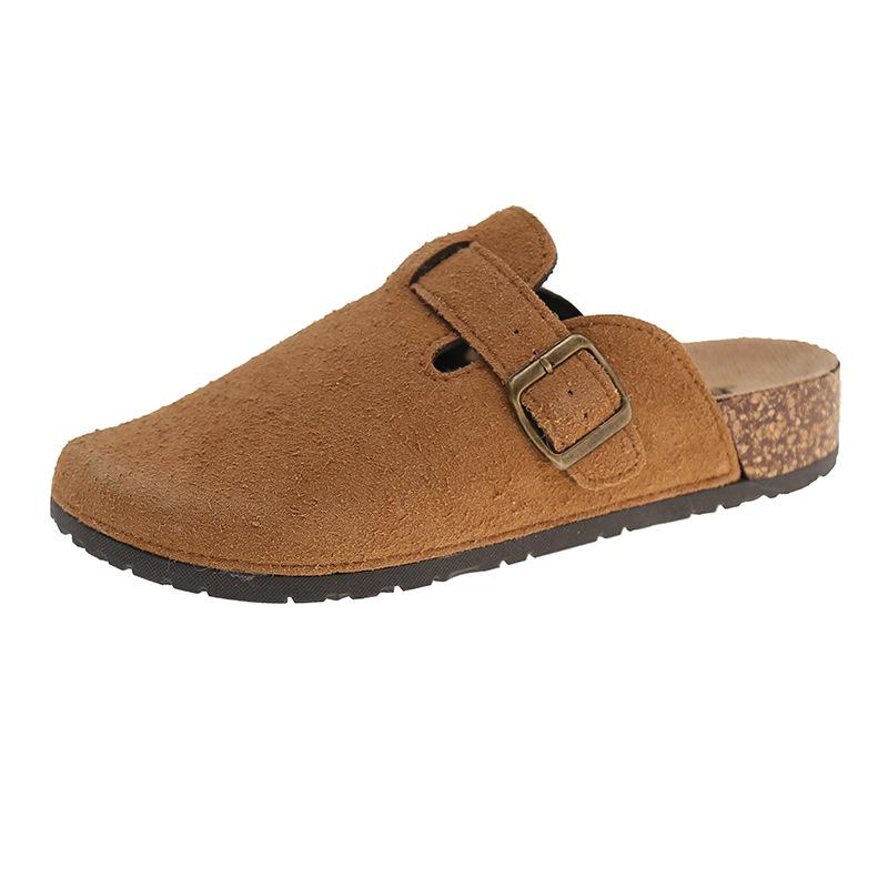 Unisex Retro Cork Slippers: Closed-Toe, Casual, Outdoor, Slip-On Shoes for Couples.