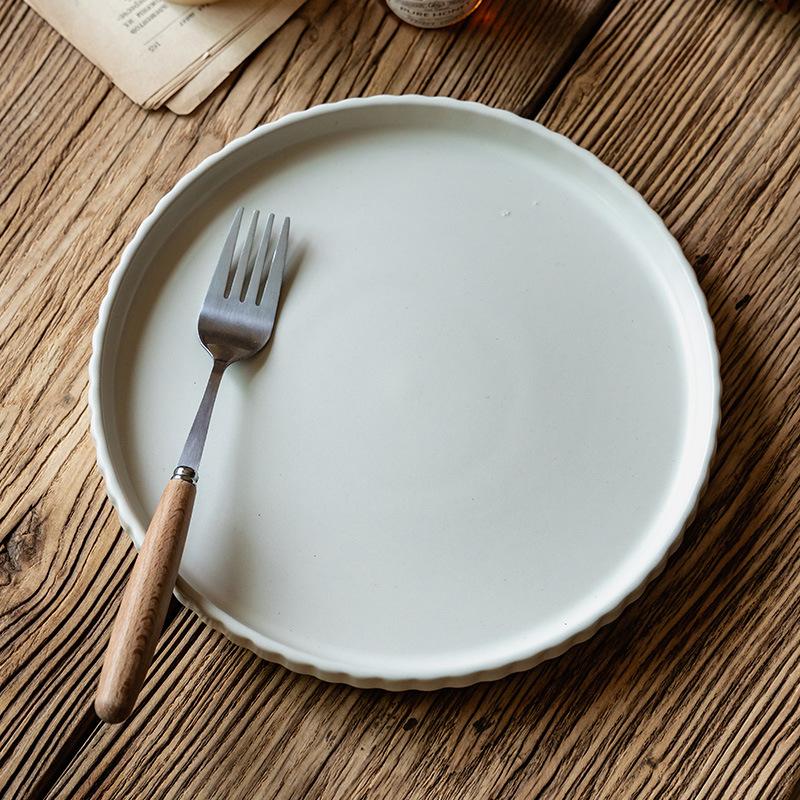 Einfache einfarbige Steakplatte Geprägte Keramikteller Haushalts-Geschirrplatte Premium-Tischgeschirrplatte Westliche Essensplatte