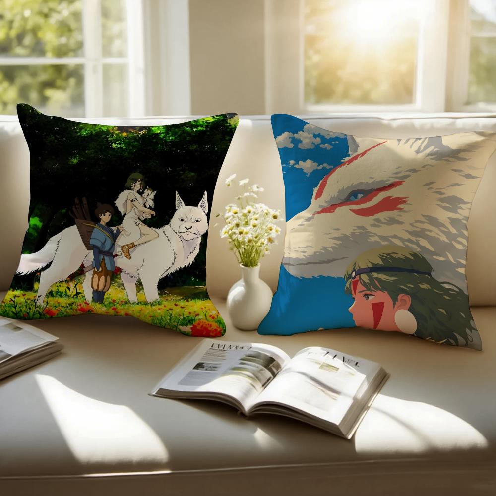 Fantasy Japanischer Anime Prinzessin Mononoke Kissenbezug Staubmilbenresistent Unsichtbarer Reißverschluss Kurzer Plüsch Sofakissen