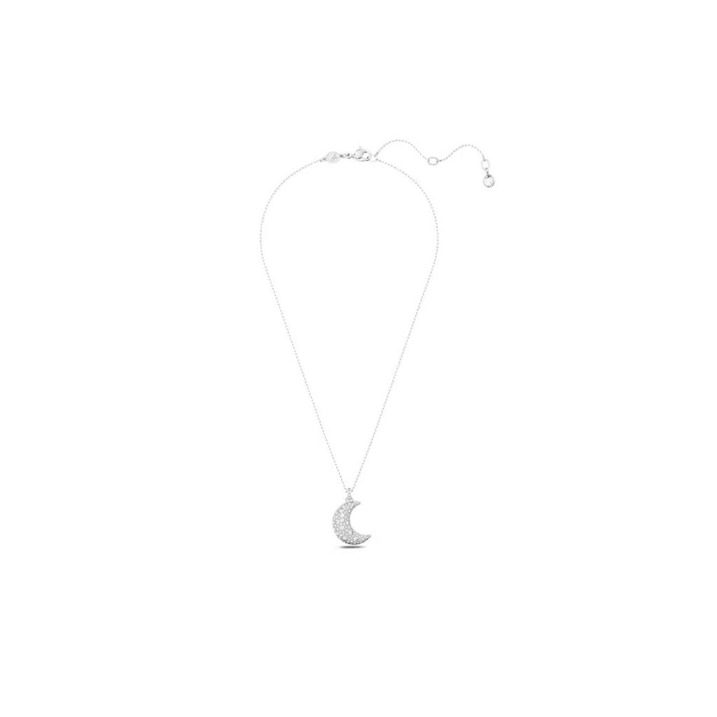 Swarovski Seria Luna Wzór Półksiężyca Posrebrzany Rodem Naszyjnik Damski Srebrny 5666181