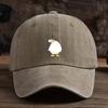Cute duck print baseball cap with adjustable snap button, breathable fabric, outdoor casual headpiece