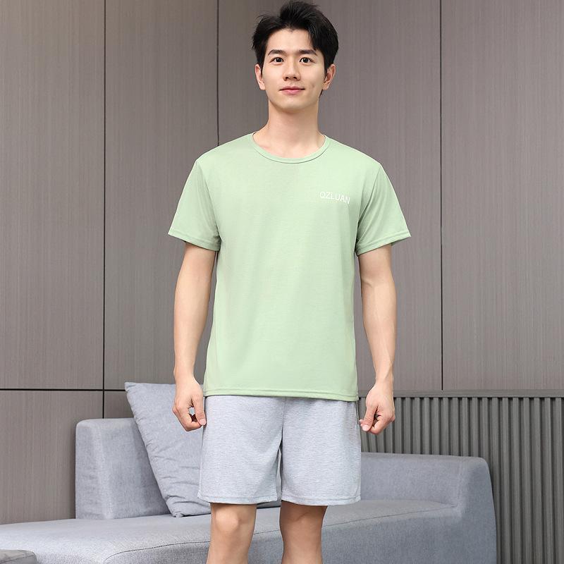 Men's Summer Cooling Pajama Set - Short Sleeve and Shorts, Casual and Lightweight Home Wear