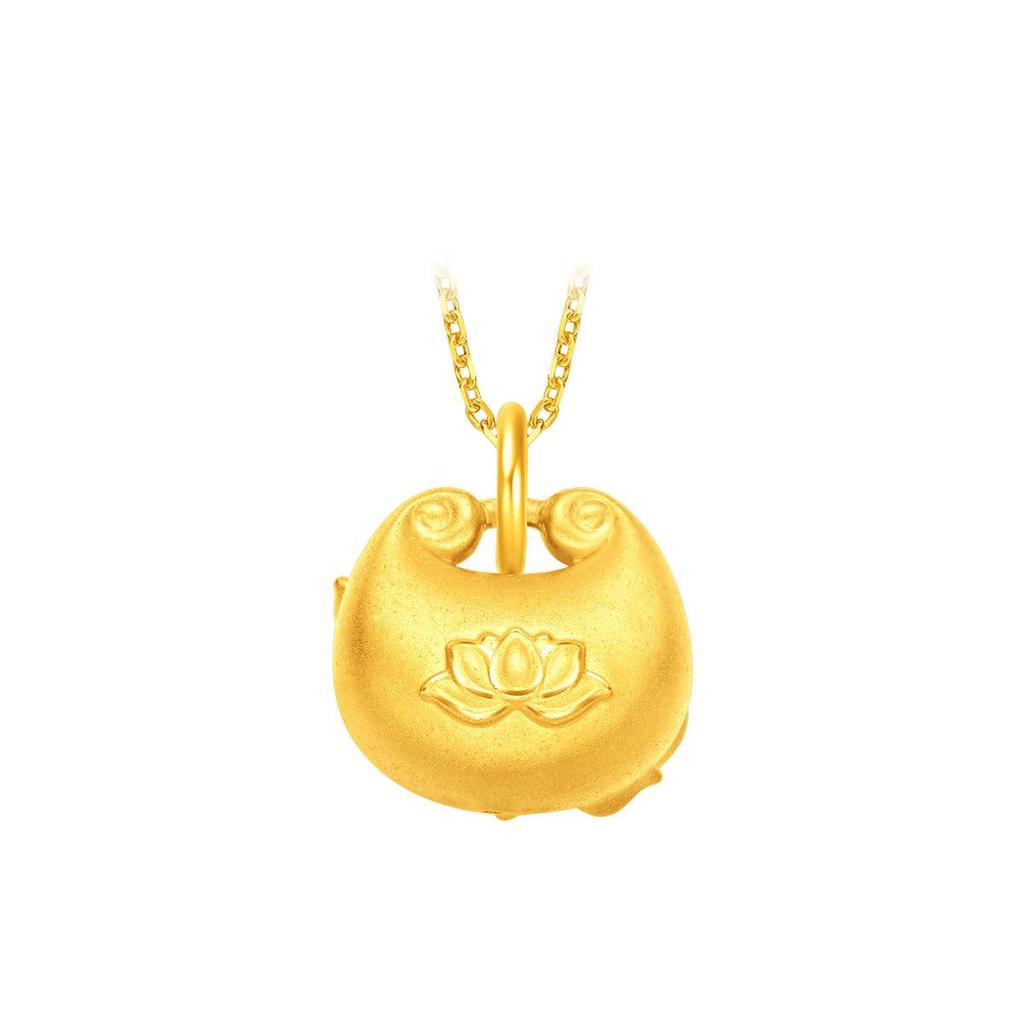 Goldene Glückskoi Lotus Anhänger Halskette - Chinesischer Nationaler Trend Stil