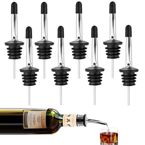 Set of 8 Stainless Steel Pourers for Cocktails, Wine, and Whiskey (A)