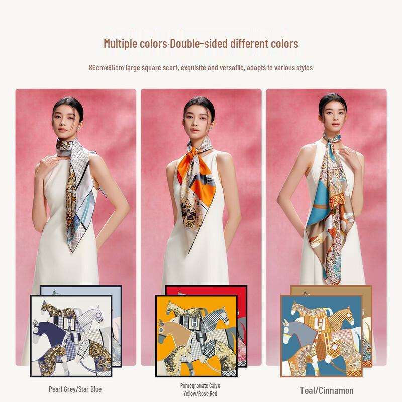 Jewel Butterfly 100% Mulberry Silk Double-Sided Scarf