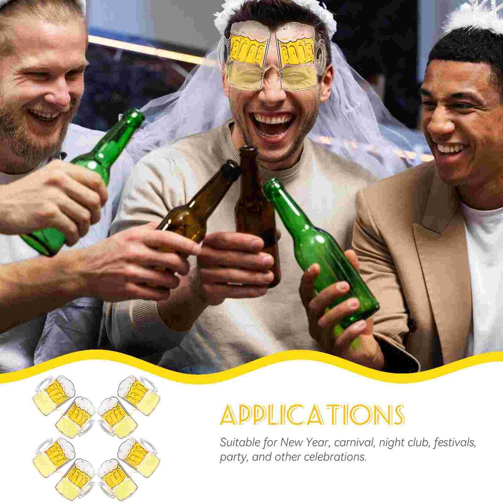 4 Pcs Beer Glasses Mug Shaped Carnival Eyeglasses Cool Funny for Festival Cup Spectacles Man