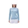 FILA Athletics Logo Embroidered Casual Comfortable Crew Neck Pullover Long Sleeve Knit Sweater Women sweater Sky-Blue A11W245405F-LB