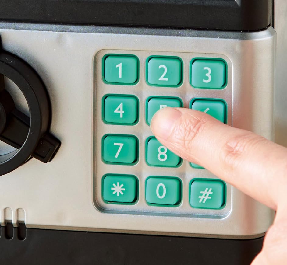 Utsumi Piggy Automatic Insertion for PIN Electronic Sound Bank, Bills, Coins, Password, Code, Lock, Key, Security,