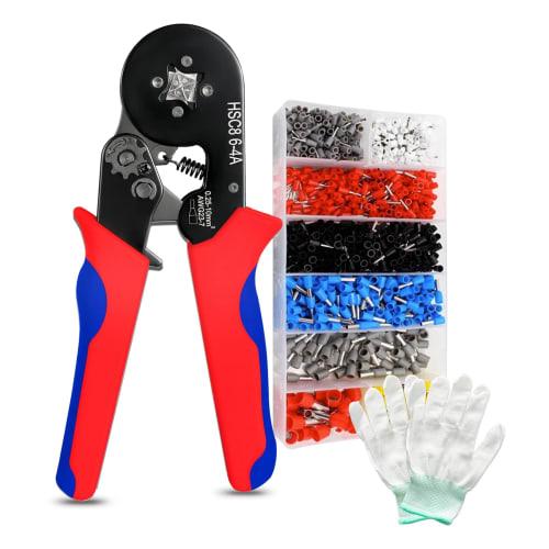 

XXIAOTIAN Ferrule Crimping Tool, Crimping Pliers, 1250 Pieces, Crimping Pliers for Crimp Sleeves, 0.25-10mm, Heavy-Duty, Spring-Loaded, Locking Ferru