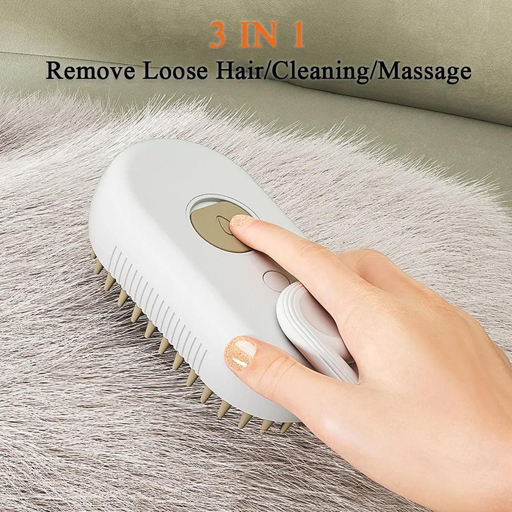 Cat Steamy Brush 3 in 1 Electric Anti-splashing Cat Brush with Steam Spray for Massage Pet Grooming Comb Hair Removal Combs New