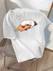 The Little Rabbit Is Sleeping with A Carrot Printed Summer Womens Tshirt Top Round Neck Short Sleeved Casual Womens Clothing
