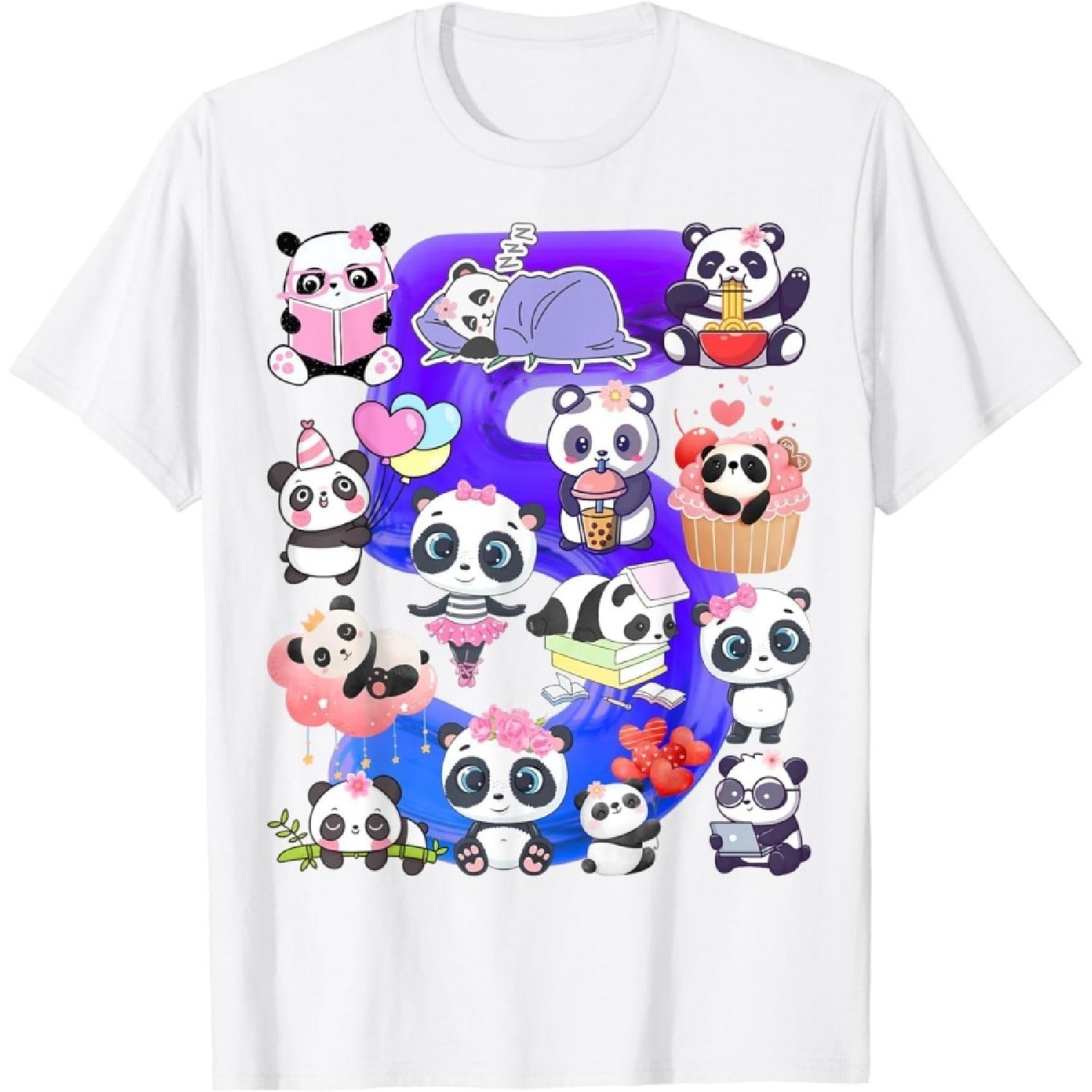 SykForn Счастливого Пятого 5-го Дня Рождения Супер Милый Малыш Гигантские Панды Футболка XXXXXL белый