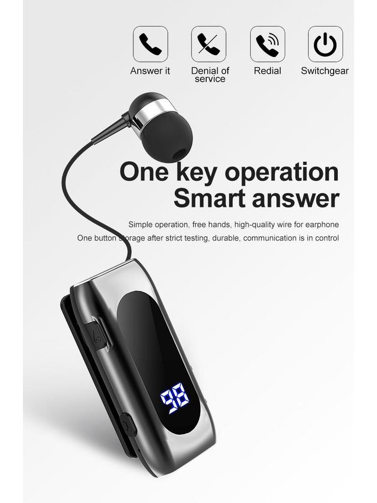 K55 Wireless Bluetooth Clip-on Earphones with Digital Display for 15-Hour Play - Perfect for Sports and Business.