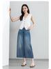 Xin Ge Women's High Waist Wide Leg Cropped Jeans - Summer Plus Size Retro Washed Loose Fit Pants