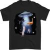 Cat Abduction Alien UFO Mens T-Shirt Cotton