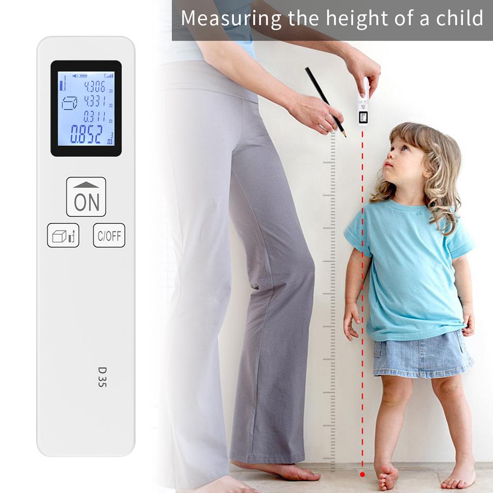 35m Laser Measure LCD Digital Laser Distance Meter Pocket Size Mini Range Finder Distance/ Area/