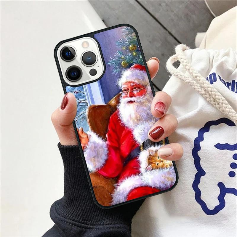 Christmas Santa Claus Phone Case For iPhone 17 Air 15 16e Cover 11 13 14 Pro Max 12 Plus Max Fundas