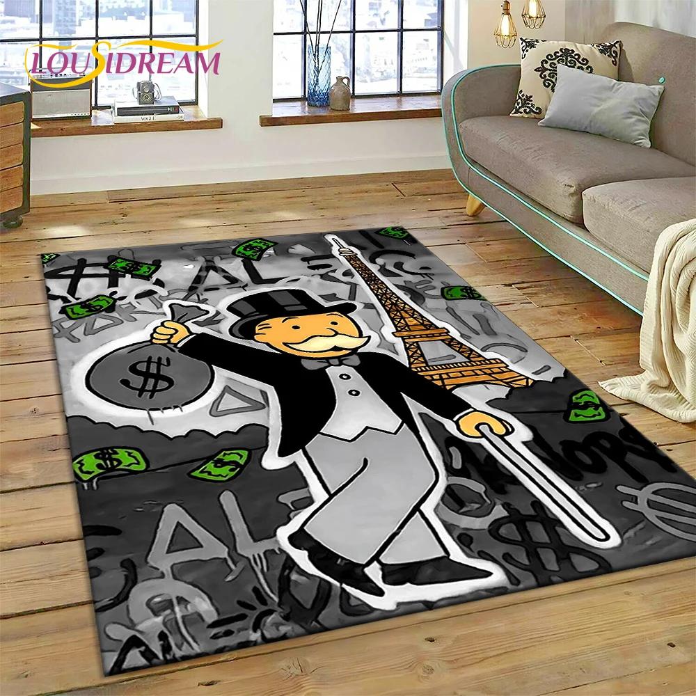 Spiel Dollar Monopoly Cartoon Geld Teppich für Wohnzimmer Schlafzimmer Heimdekoration, Bodentuch Rutschfeste Dekoration für Sofa Fußmatte