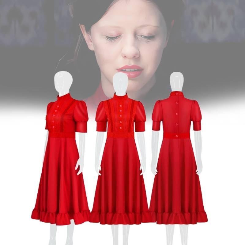 Stunning Pearl Red Dress Costume For Horror Movie Fans Perfect For Halloween Cosplay Events