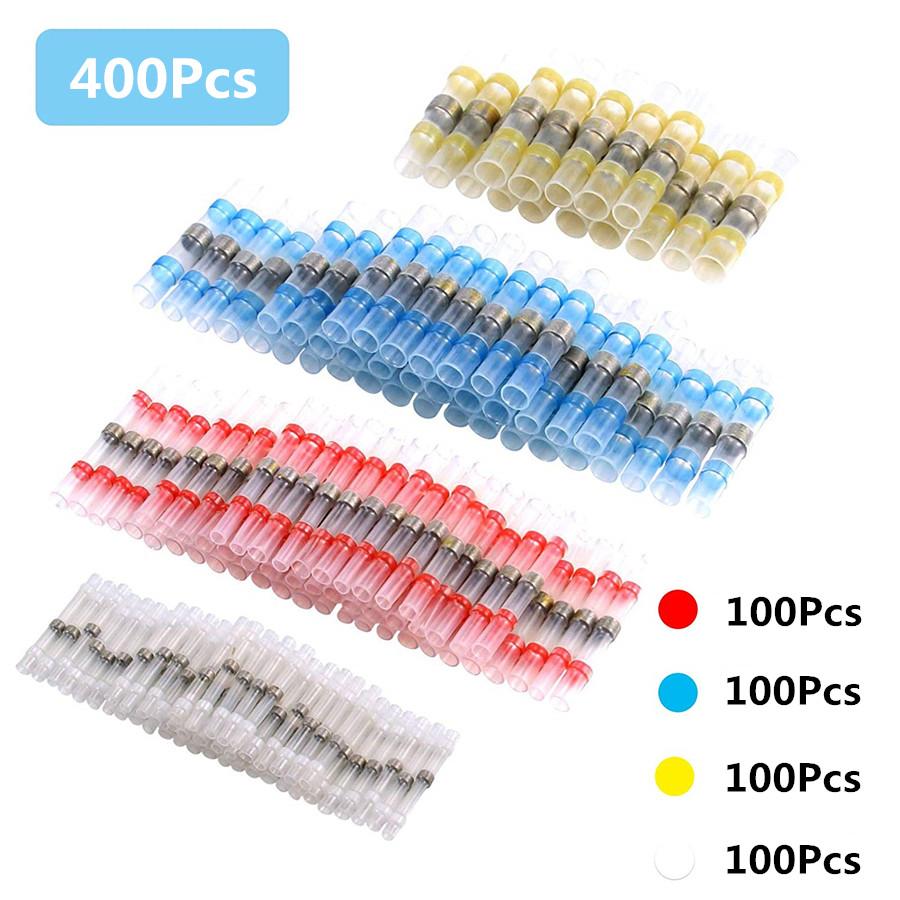 

Waterproof Solder Sleeve Heat Shrink Butt Wire Splice Connector 26-10 AWG Blue Red Yellow White 400pcs