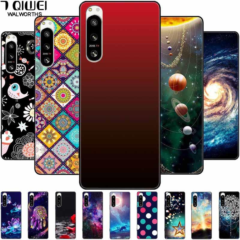 For Sony Xperia 5 IV / 10 IV Case 10IV Soft Black Silicone Forest Painted Phone Back Covers For Sony Xperia 1 IV Case TPU Coque