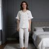 Sleepwear Women's Summer Lightweight Frilled Cardigan Short-sleeved Pants Set - Sweet and Loose, Suitable for Wearing Outside As A Home Outfit