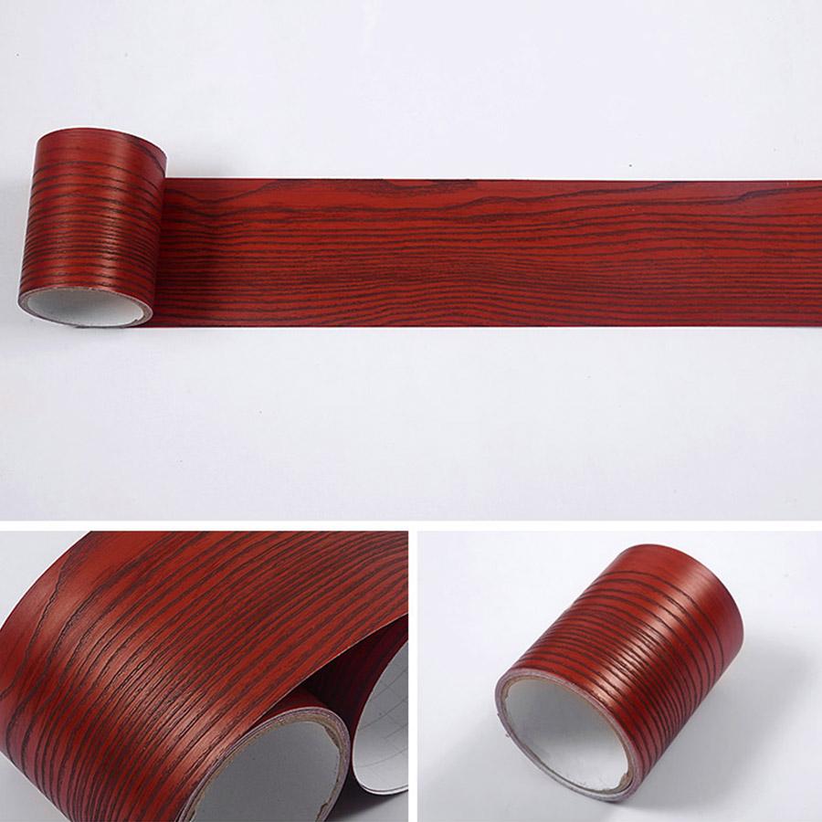 YUNPOINT Self-Adhesive Baseboard Wall Stickers Waterproof Waist Line Wood Grain Wallpaper Door Frame Window Sill Furniture Film